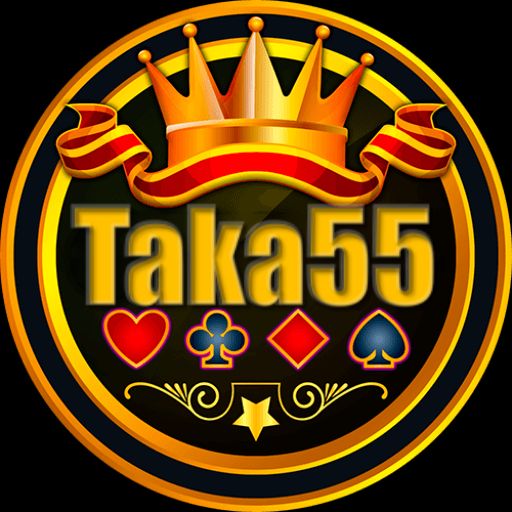 Taka55 themed cartoon characters with coins and a mobile gaming interface in Bangladesh